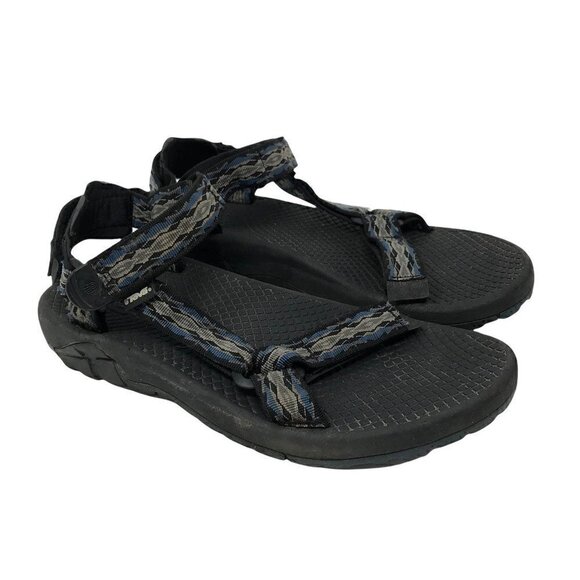 Teva Mens Cross Terra Hiking Sandals Black Blue Argyle Hook Loop Ankle Strap 11 - Picture 1 of 8